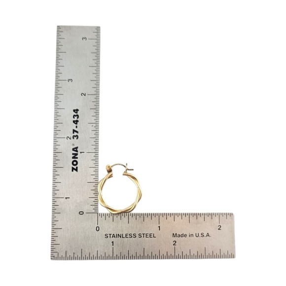 14K Yellow Gold Twist Hoop Earrings #15846 - Picture 6 of 8